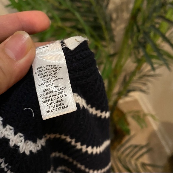 Loft Women’s Sweater Navy blue & White Striped Size L Relaxed Sweater - Picture 10 of 16